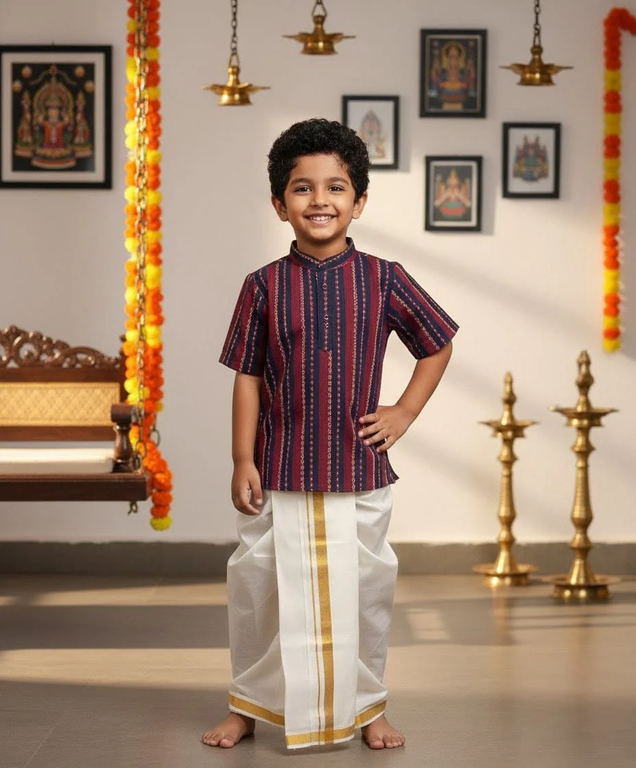 Blue Kurta Shirt & Vesti Set